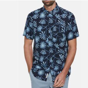 Original Penguin Men's Twill Contrast Floral Print Short Sleeve Shirt